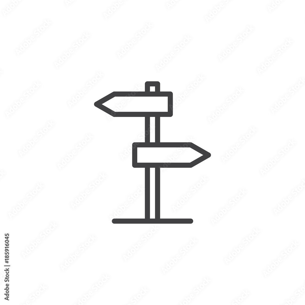 Direction road sign line icon, outline vector sign, linear style pictogram isolated on white. Signpost, pointer symbol, logo illustration. Editable stroke Direction road sign line icon, outline vector sign, linear style pictogram isolated on white. Signpost, pointer symbol, logo illustration. Editable stroke