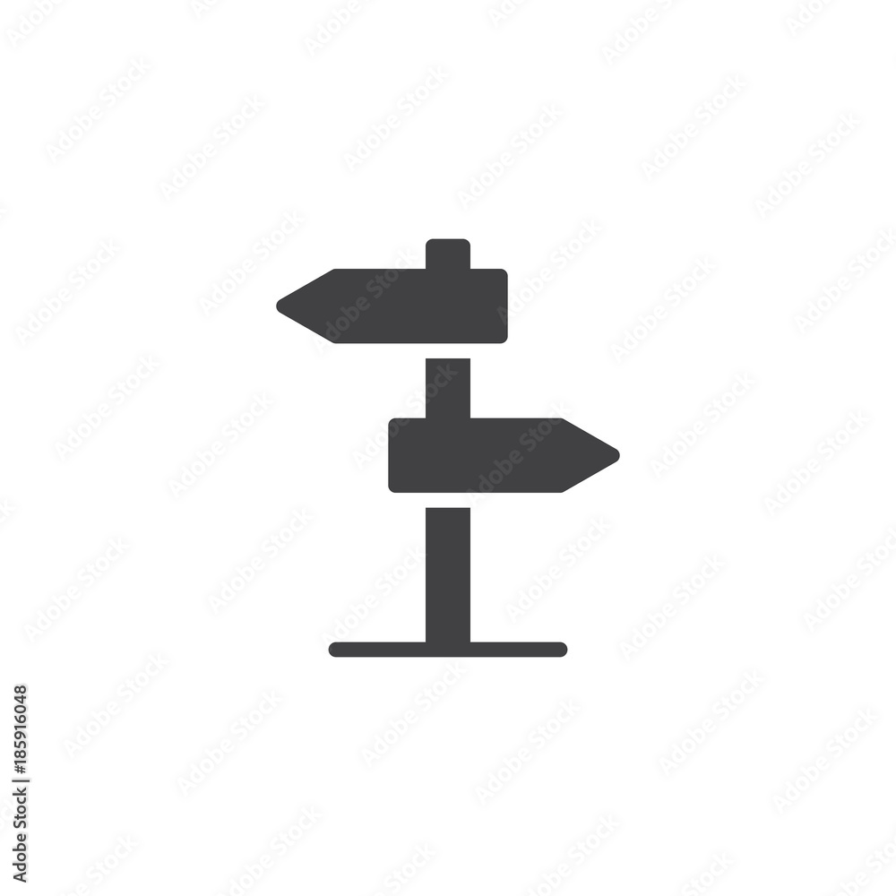 Direction road sign icon vector, filled flat sign, solid pictogram isolated on white. Signpost, pointer symbol, logo illustration Direction road sign icon vector, filled flat sign, solid pictogram isolated on white. Signpost, pointer symbol, logo illustration