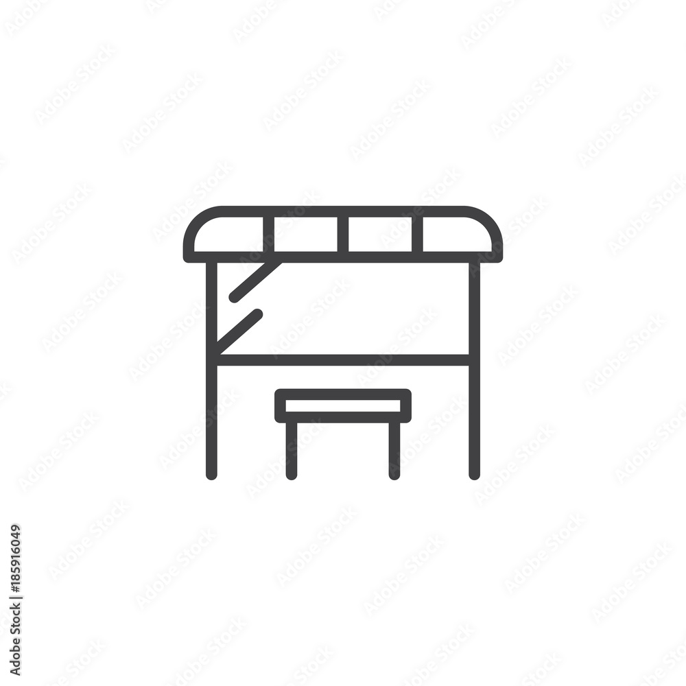 Bus station line icon, outline vector sign, linear style pictogram isolated on white. Symbol, logo illustration. Editable stroke Bus station line icon, outline vector sign, linear style pictogram isolated on white. Symbol, logo illustration. Editable stroke