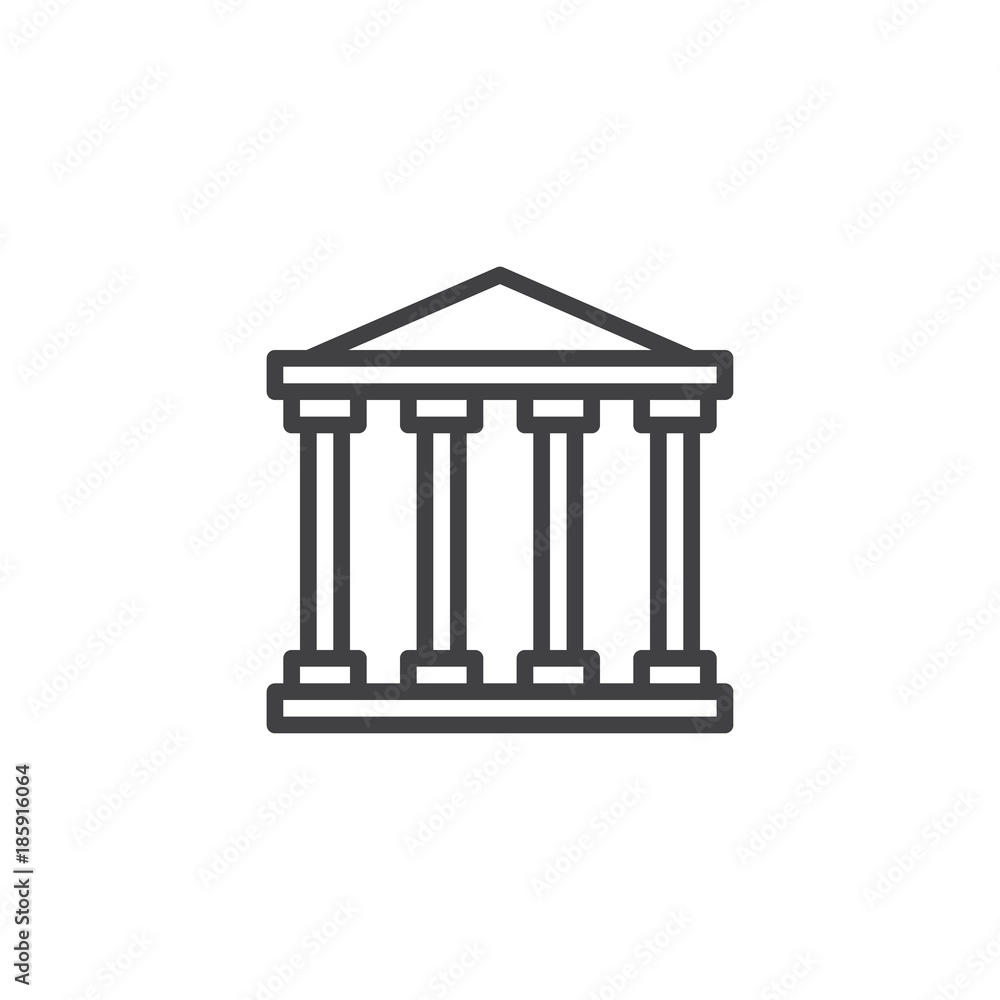 Court house line icon, outline vector sign, linear style pictogram isolated on white. Historical building symbol, logo illustration. Editable stroke