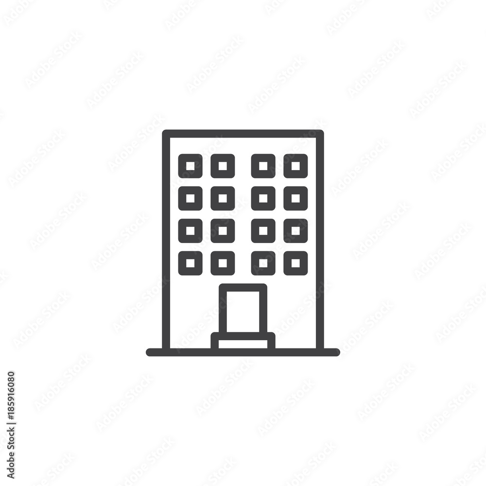 Office building construction line icon, outline vector sign, linear style pictogram isolated on white. Symbol, logo illustration. Editable stroke Office building construction line icon, outline vector sign, linear style pictogram isolated on white. Symbol, logo illustration. Editable stroke