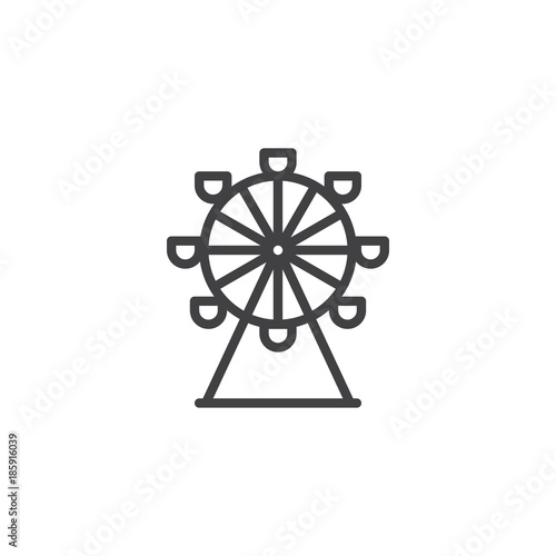 Ferris wheel line icon, outline vector sign, linear style pictogram isolated on white. Park carousel symbol, logo illustration. Editable stroke