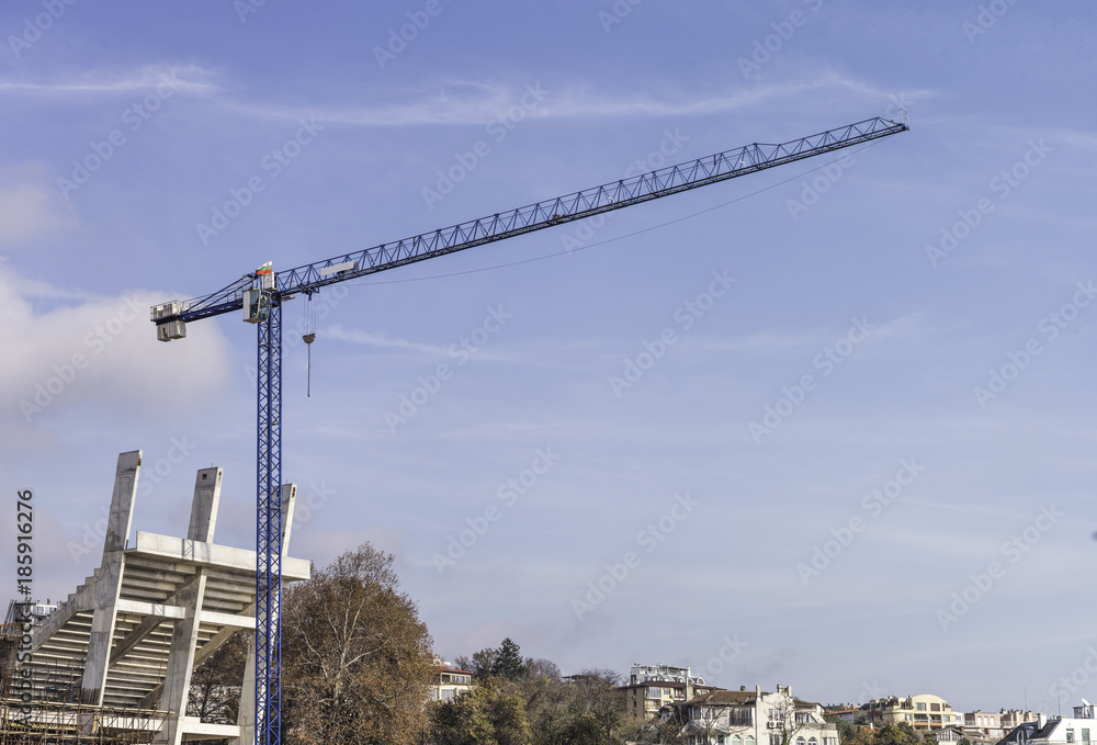 Panoramic view of a Isolated construction crane Panoramic view of a Isolated construction crane