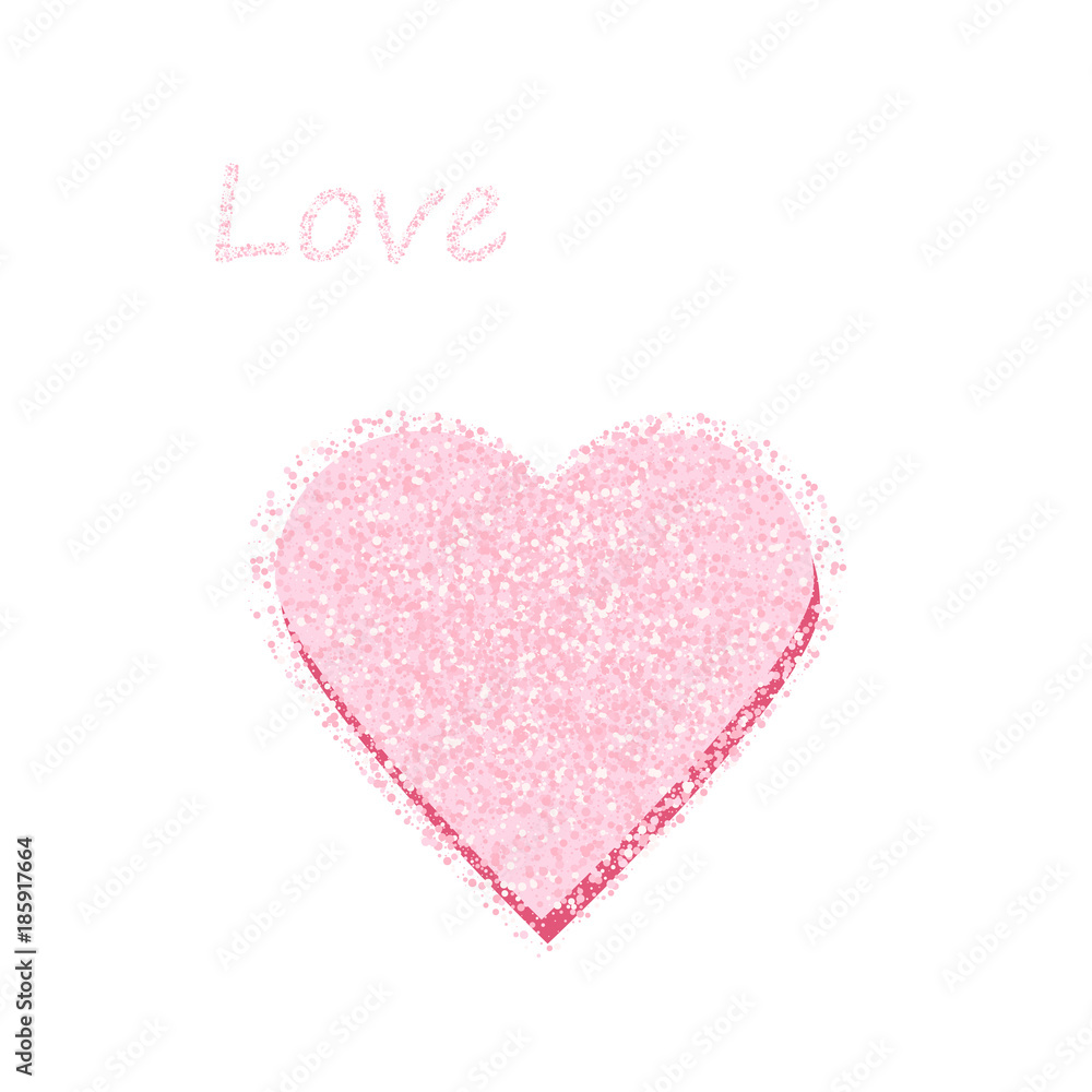 Pink heart isolated on transparent backdrop. Realistic hand made object for Valentine's Day.