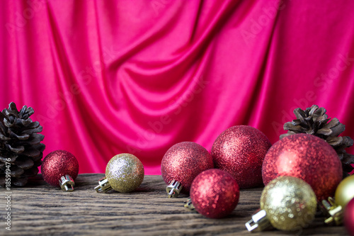 red glitter decor ball gloss in christmas sseason concept photo