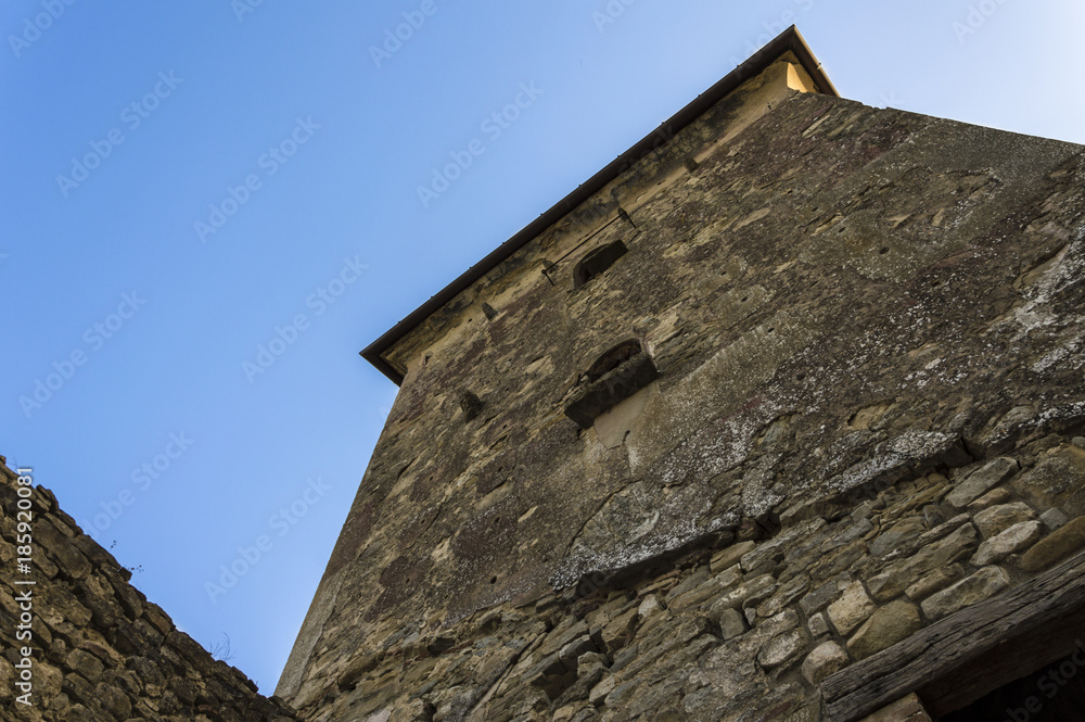 Detail of a dark ancient medieval tower