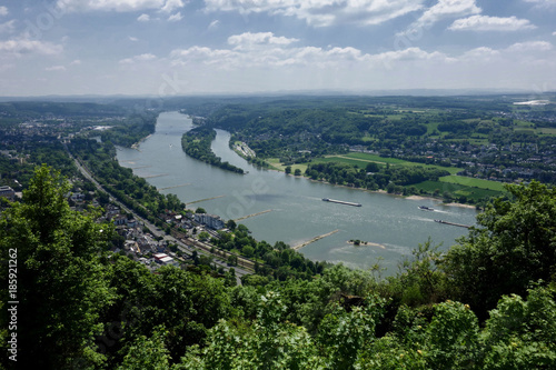 The river Rhine at the Drachenfels in the Siebengebirge at the Rhine between Königswinter and Bad Honnef. photo