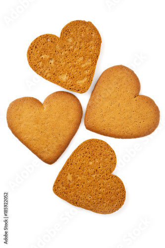 Cookies in the shape of a heart isolated on white.