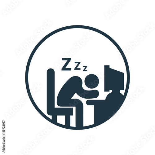 Tired overworked businessman sleeps on desk. vector