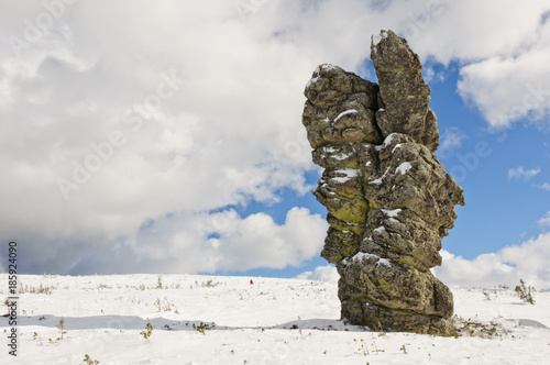 Giant rocks at the Manpupuner Plateau, Northern Ural. One of the seven wonders of Russia photo