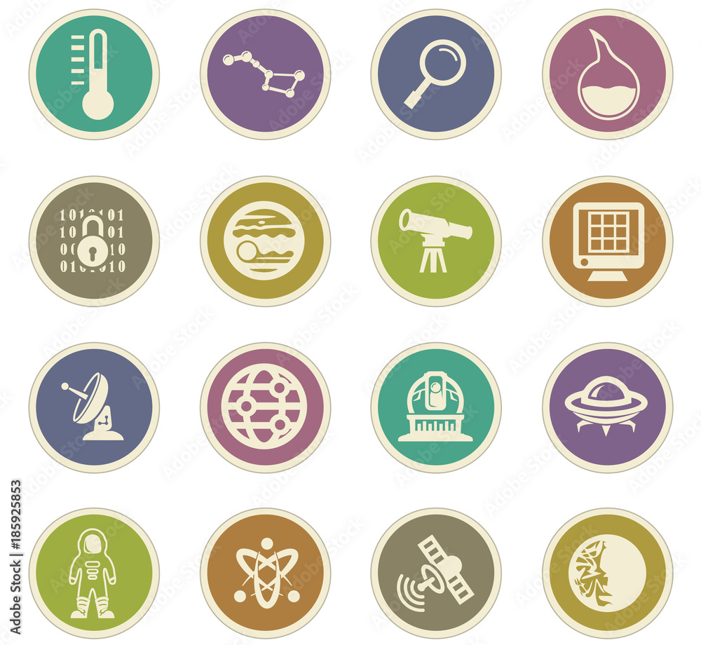 Faculty of astronomy icons set Faculty of astronomy icons set