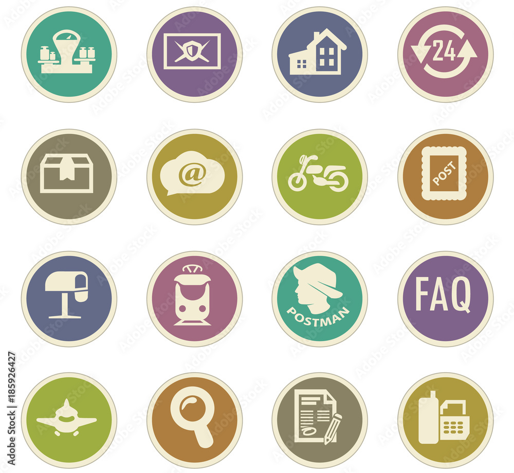 Post service icons set Post service icons set