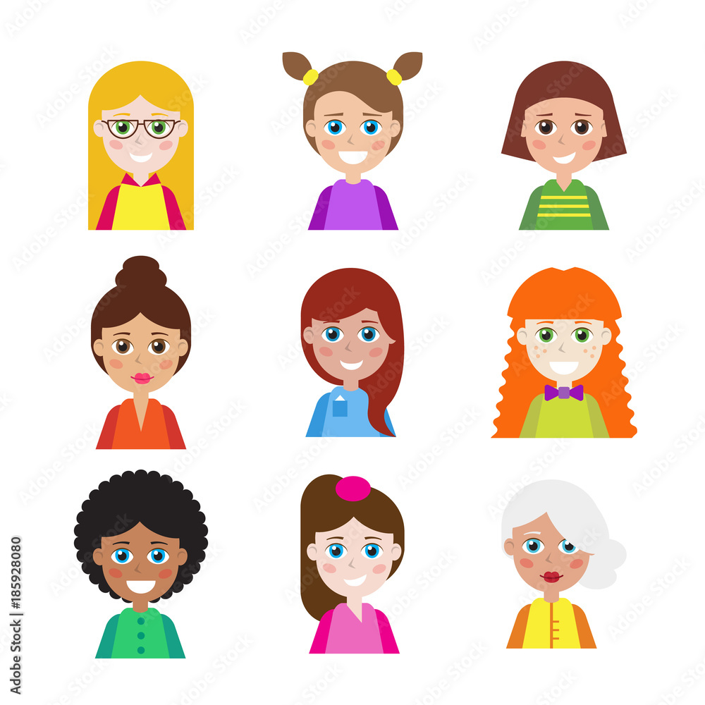 Set of people icons for avatars. Stock vector template, easy to use. Set of people icons for avatars. Stock vector template, easy to use.