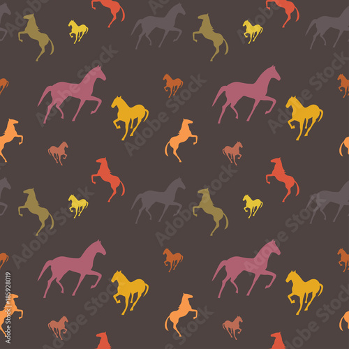 Horses seamless pattern. Can be used for textile, website background, book cover, packaging.
