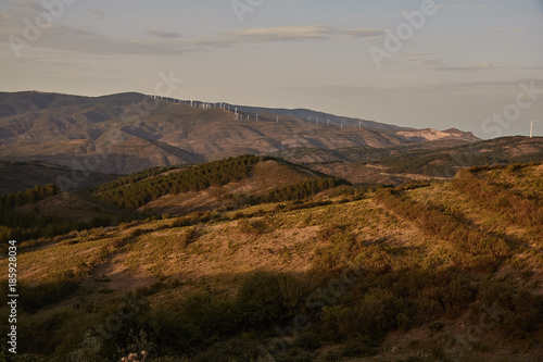 Monte Atalaya at sunset close to La Santa village in La Rioja province, Spain