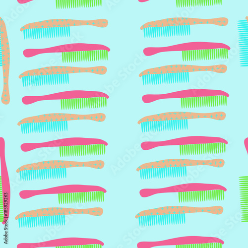 Combs barber  seamless pattern, crosses. Hand drawn.