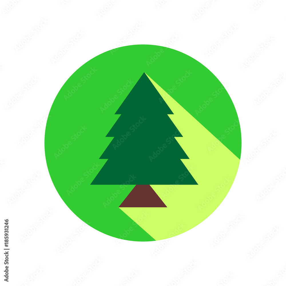 Pine tree flat design icon with long shadow. Pine tree flat design icon with long shadow.