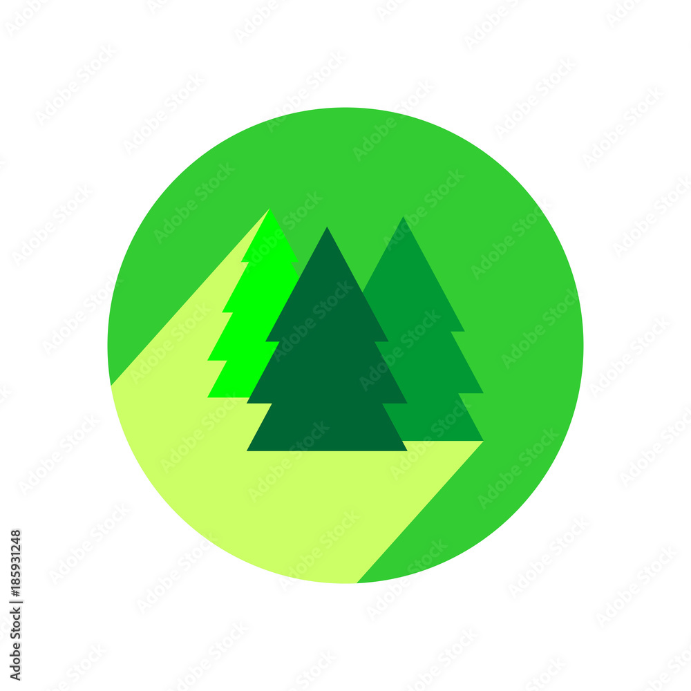 Pine tree flat design icon with long shadow. Pine tree flat design icon with long shadow.