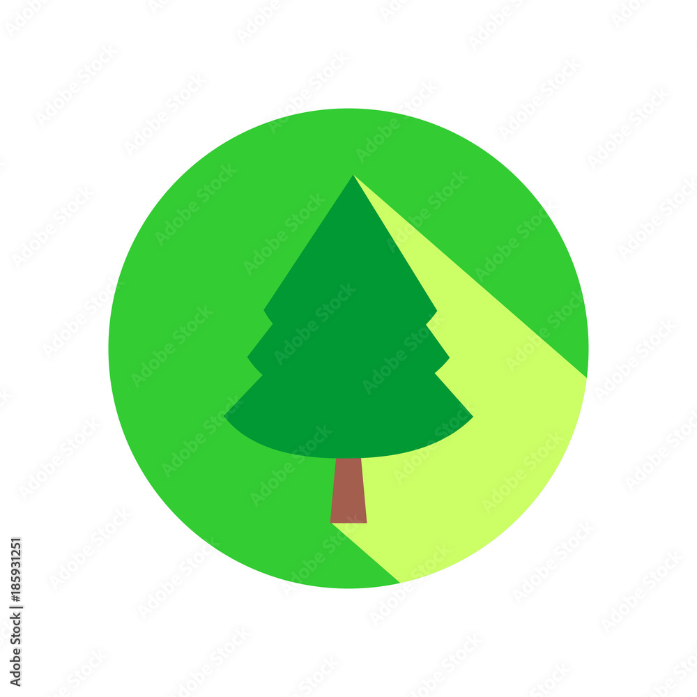 Pine tree flat design icon with long shadow. Pine tree flat design icon with long shadow.