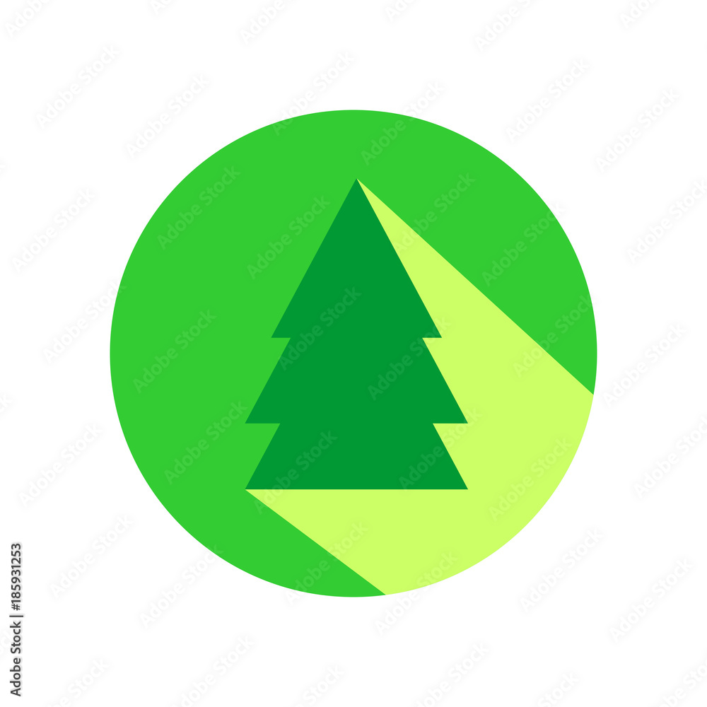 Pine tree flat design icon with long shadow. Pine tree flat design icon with long shadow.