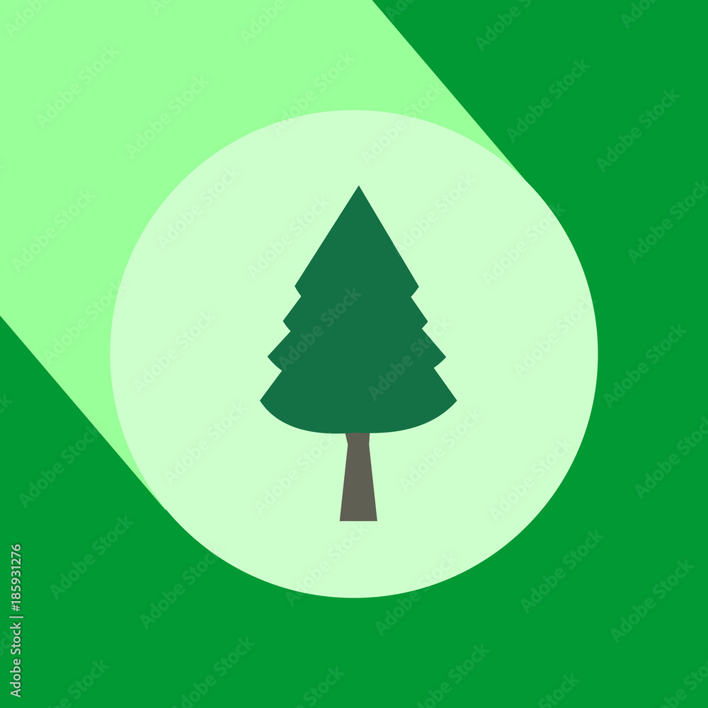 Pine tree flat design icon with long shadow. Pine tree flat design icon with long shadow.