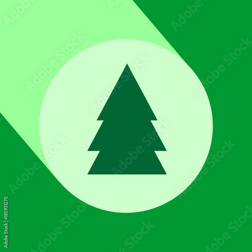 Pine tree flat design icon with long shadow. © cvaradinac