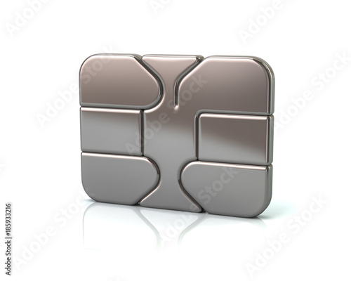 3d illustration of silver business credit debit card bank ATM chip icon