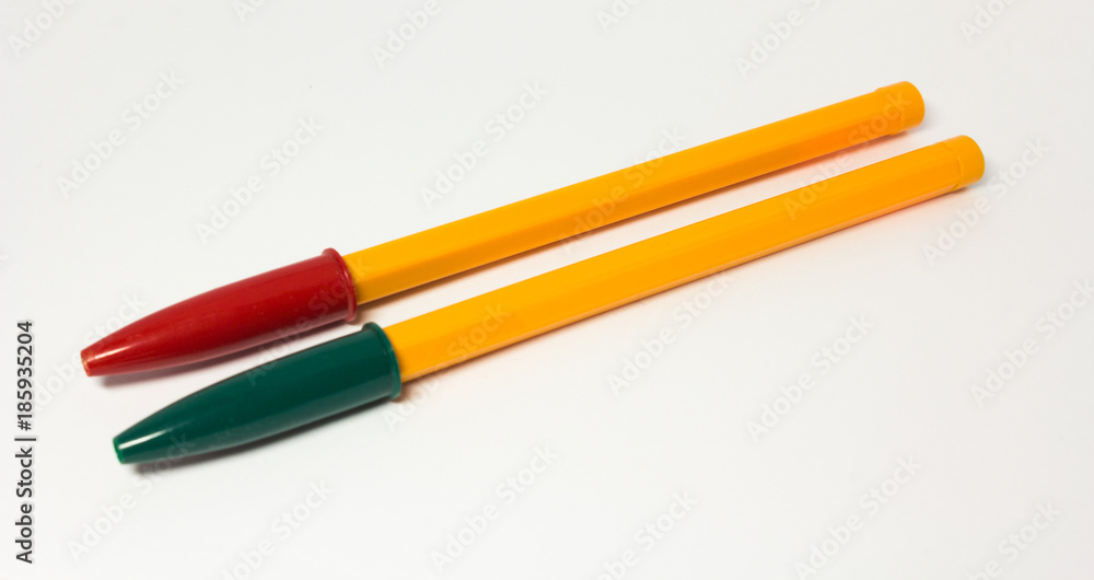 two colored pens two colored pens