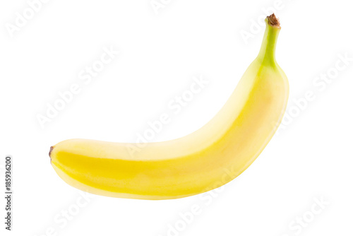 One fresh banana on white background