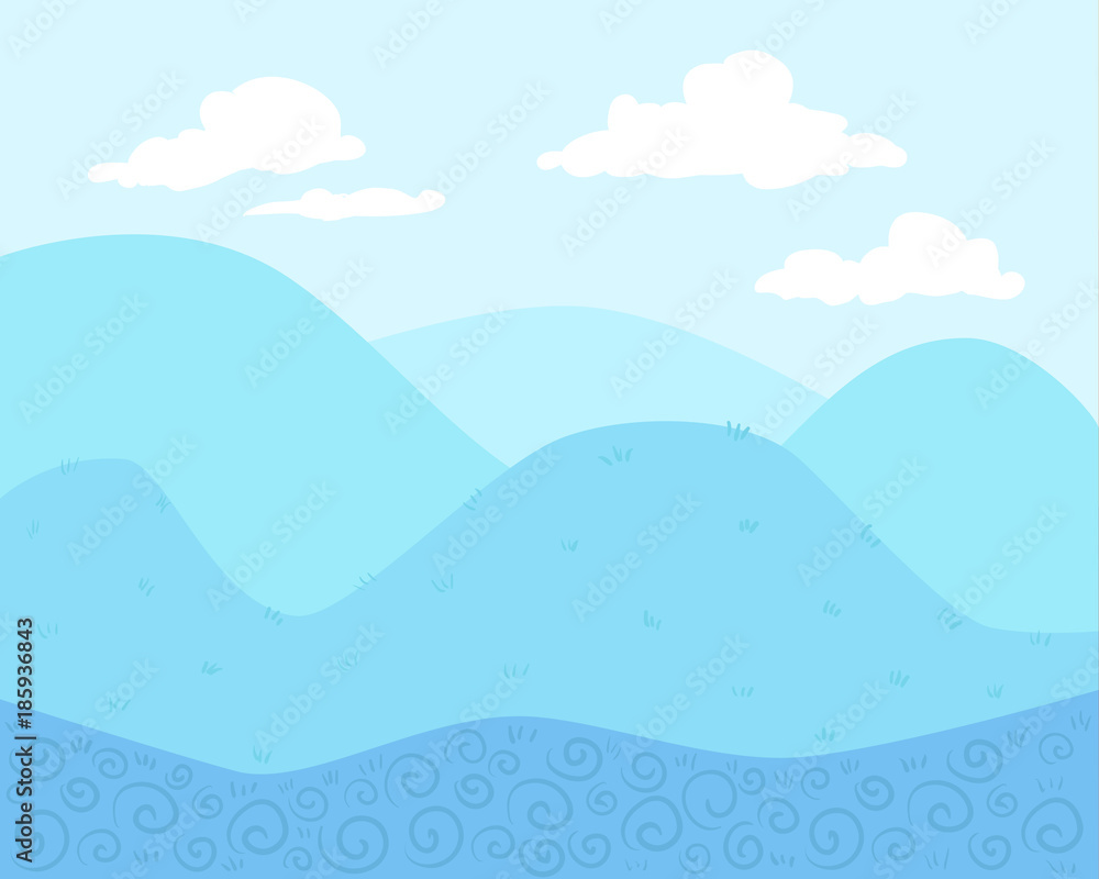 Vector Background Cantoon Blue Hills - for animation Vector Background Cantoon Blue Hills - for animation