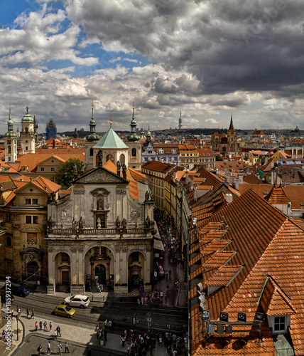 The roofs of old Prague. View from the tower of the Charles Brid