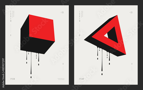 Modern abstract geometric design. Futuristic posters flyers with liquid ink splashes. Eps 10 vector illustration
