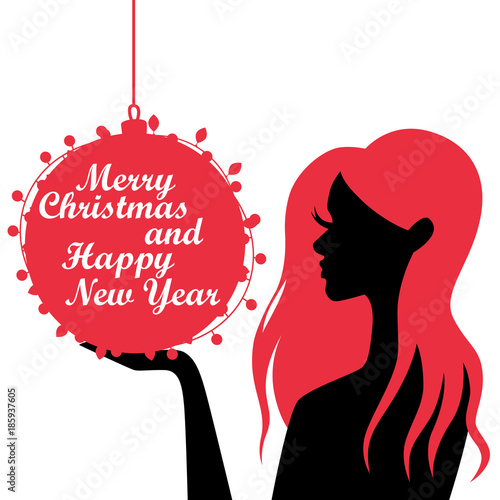 silhouette of a girl. Christmas. background. vector illustration