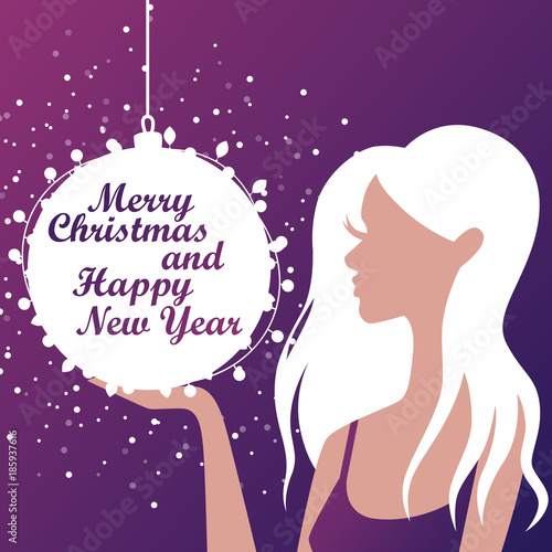 silhouette of a girl. Christmas. background. vector illustration. new Year