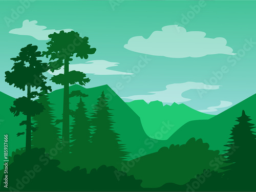 Vector Green background Nature landscape - for card, background, banner, website, animation
