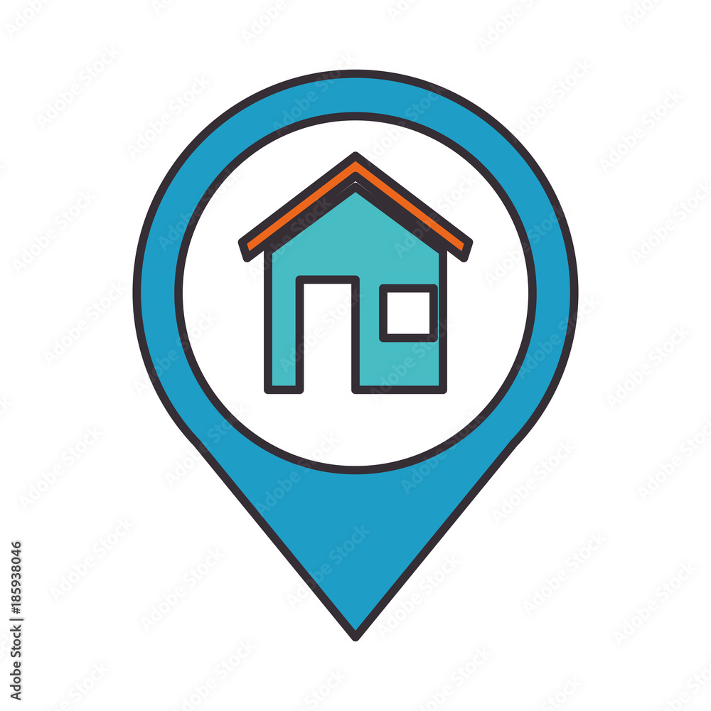 pin pointer location with house vector illustration design pin pointer location with house vector illustration design