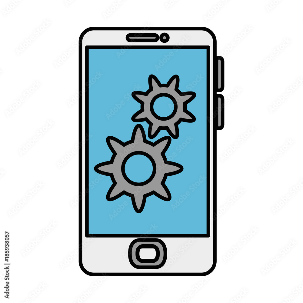 smartphone device with gears vector illustration design smartphone device with gears vector illustration design