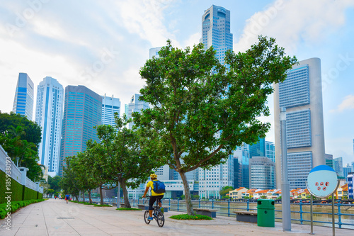 Photography Man riding bicycle in Singapore