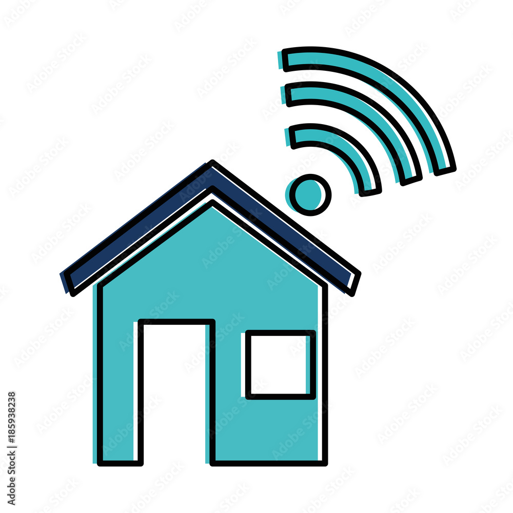 house silhouette with wifi signal vector illustration design house silhouette with wifi signal vector illustration design
