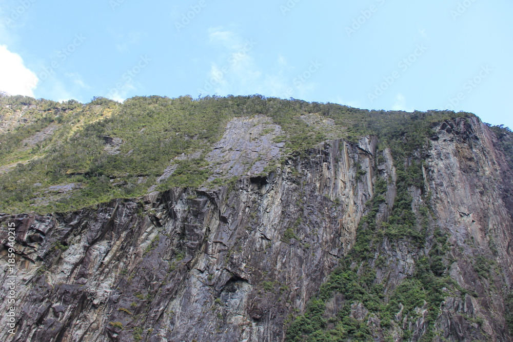 世界遺産ミルフォード・サウンドの岩肌(ニュージーランド) 世界遺産ミルフォード・サウンドの岩肌(ニュージーランド)