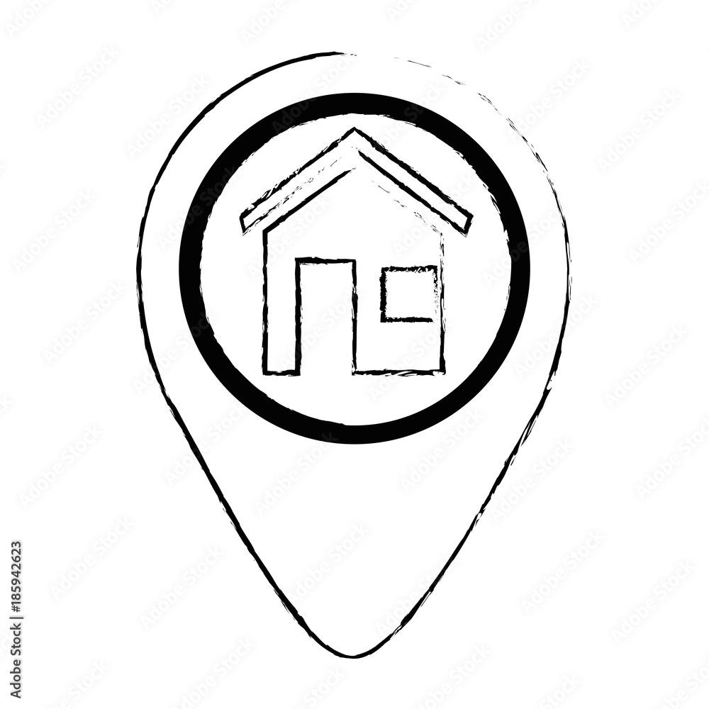 pin pointer location with house vector illustration design pin pointer location with house vector illustration design