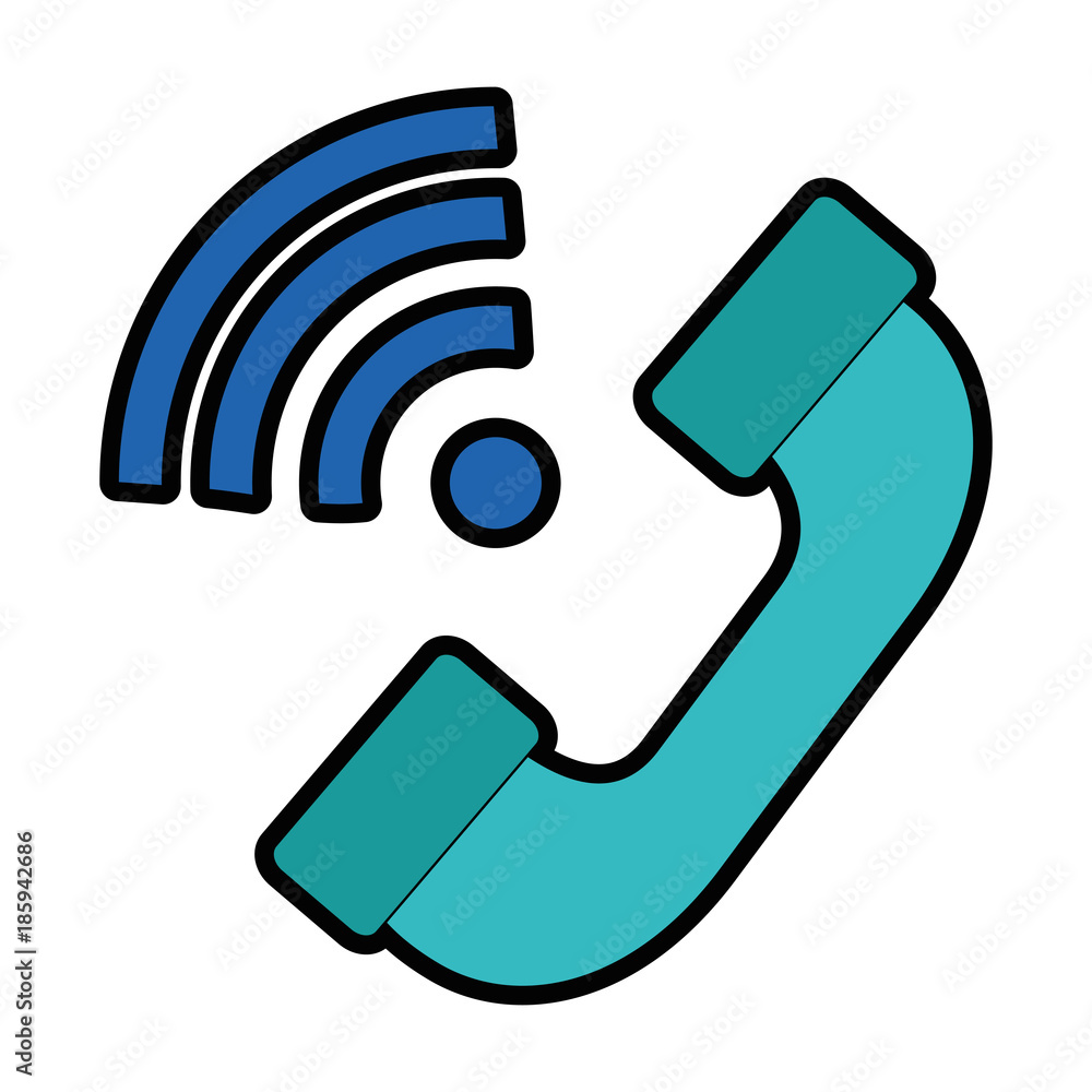 telephone service with waves signal vector illustration design telephone service with waves signal vector illustration design