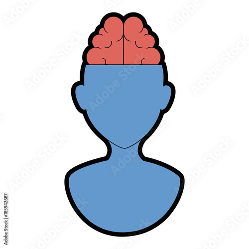 brain storming with human profile vector illustration design