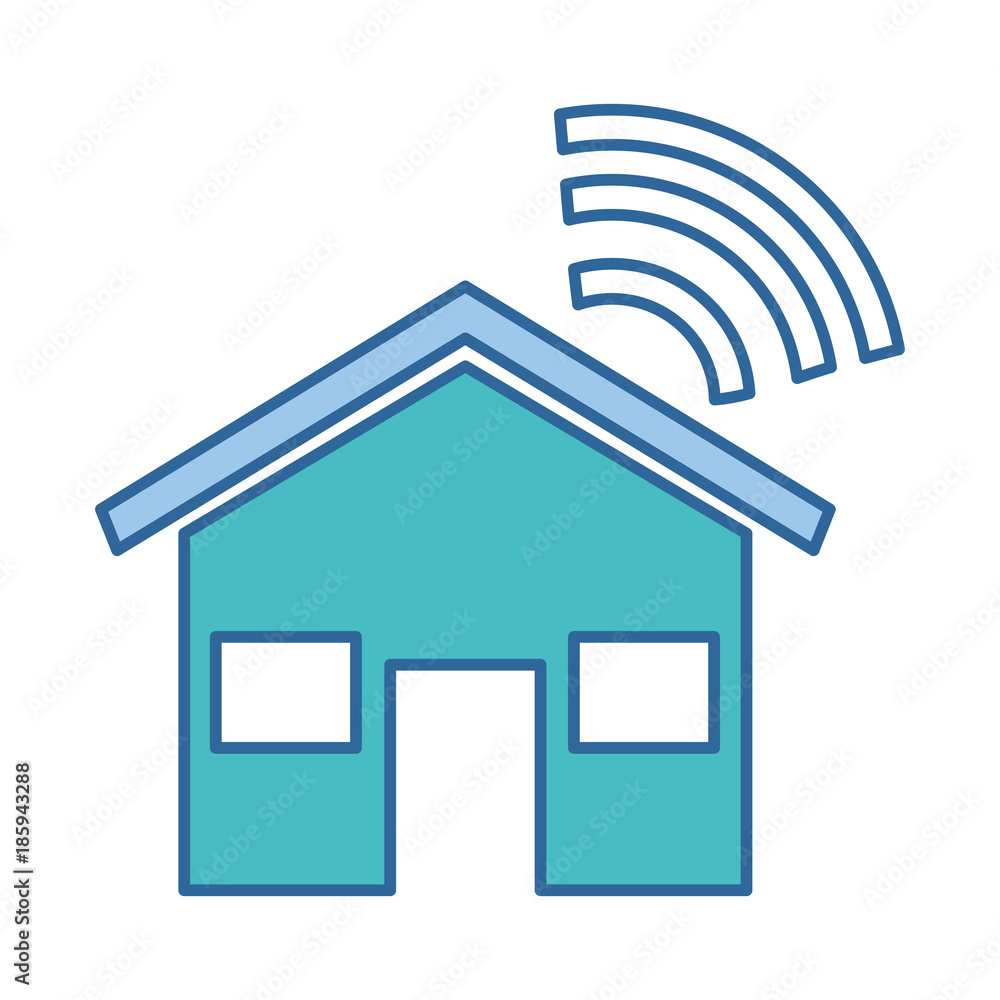 house silhouette with wifi signal vector illustration design house silhouette with wifi signal vector illustration design