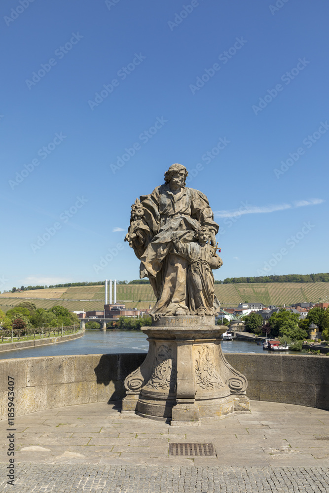 Statues on the Alte Mainbruecke in Wuerzburg, Franconia,  Germany