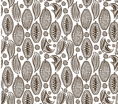 cacao beans seamless pattern