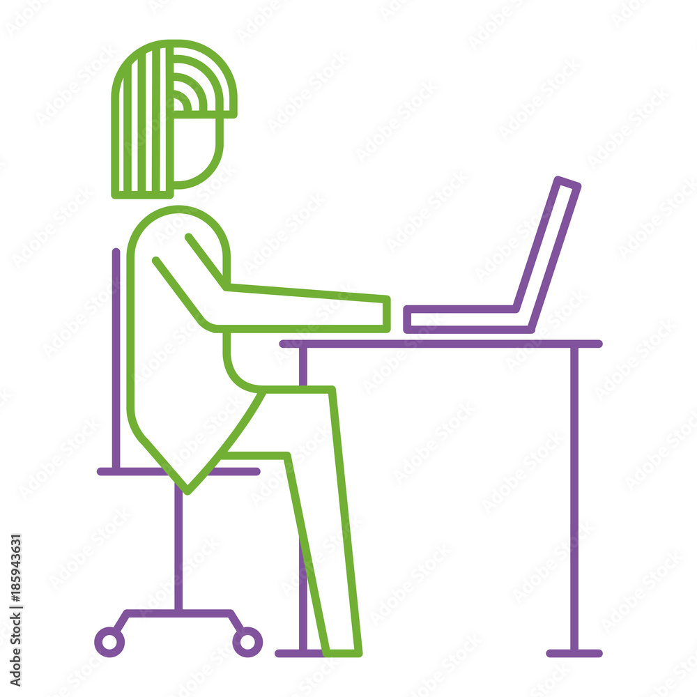 businesswoman sitting in chair desk office work vector illustration businesswoman sitting in chair desk office work vector illustration