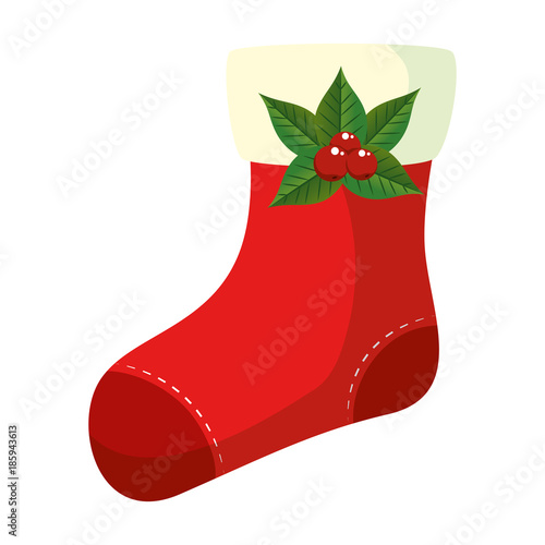 christmas sock decorative icon vector illustration design