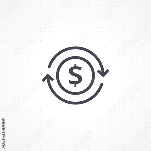 Vector currency circulate icon. Automatic recurring payments. Billing cycle line icon for apps and websites. Money transfer vector illustration