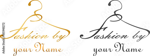 hanger with the words fashion by fashion business logo